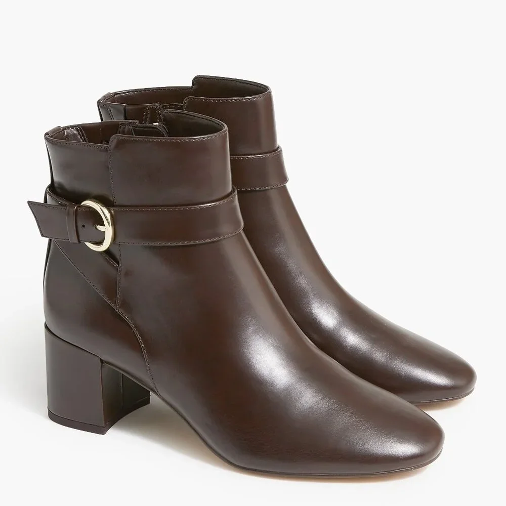 J. Crew Rustic Brown Heeled Buckle Boots/NIB/10M